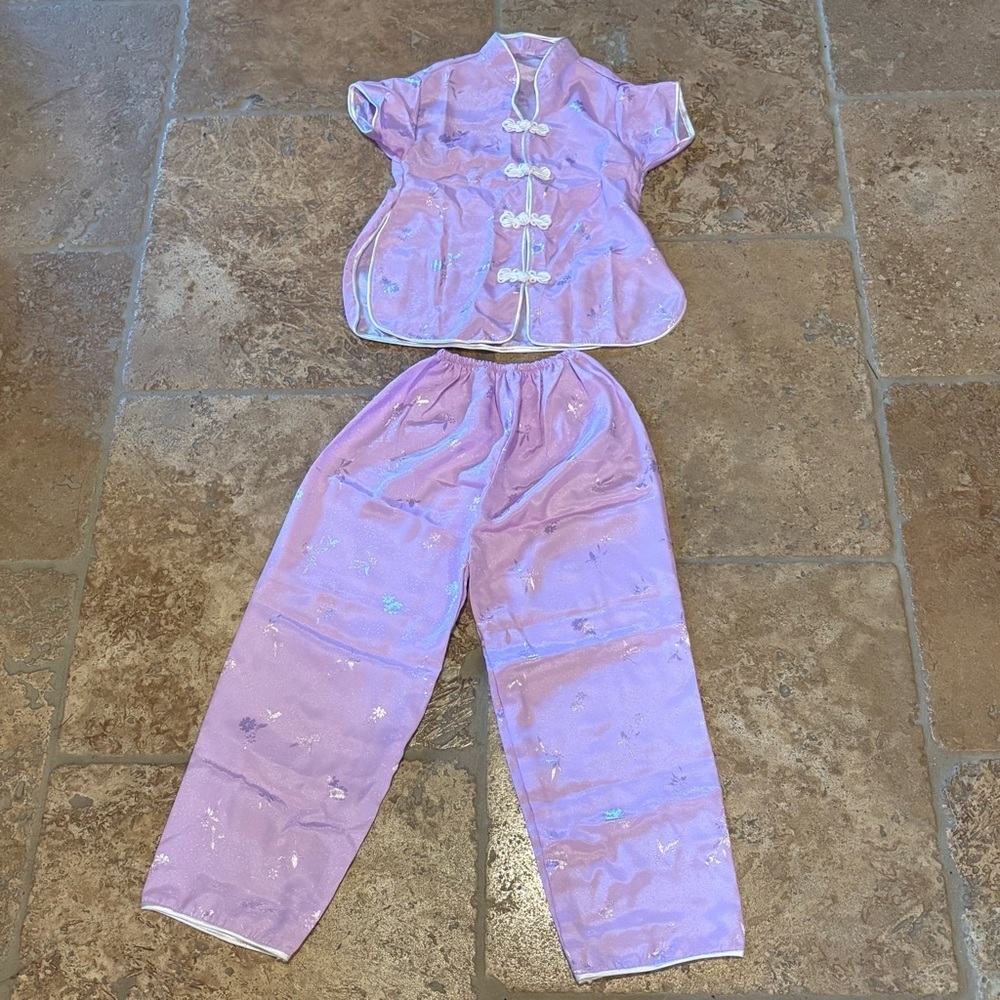Girls Kids Purple Chinese New Year Set Top Pants Size 3-4 Years